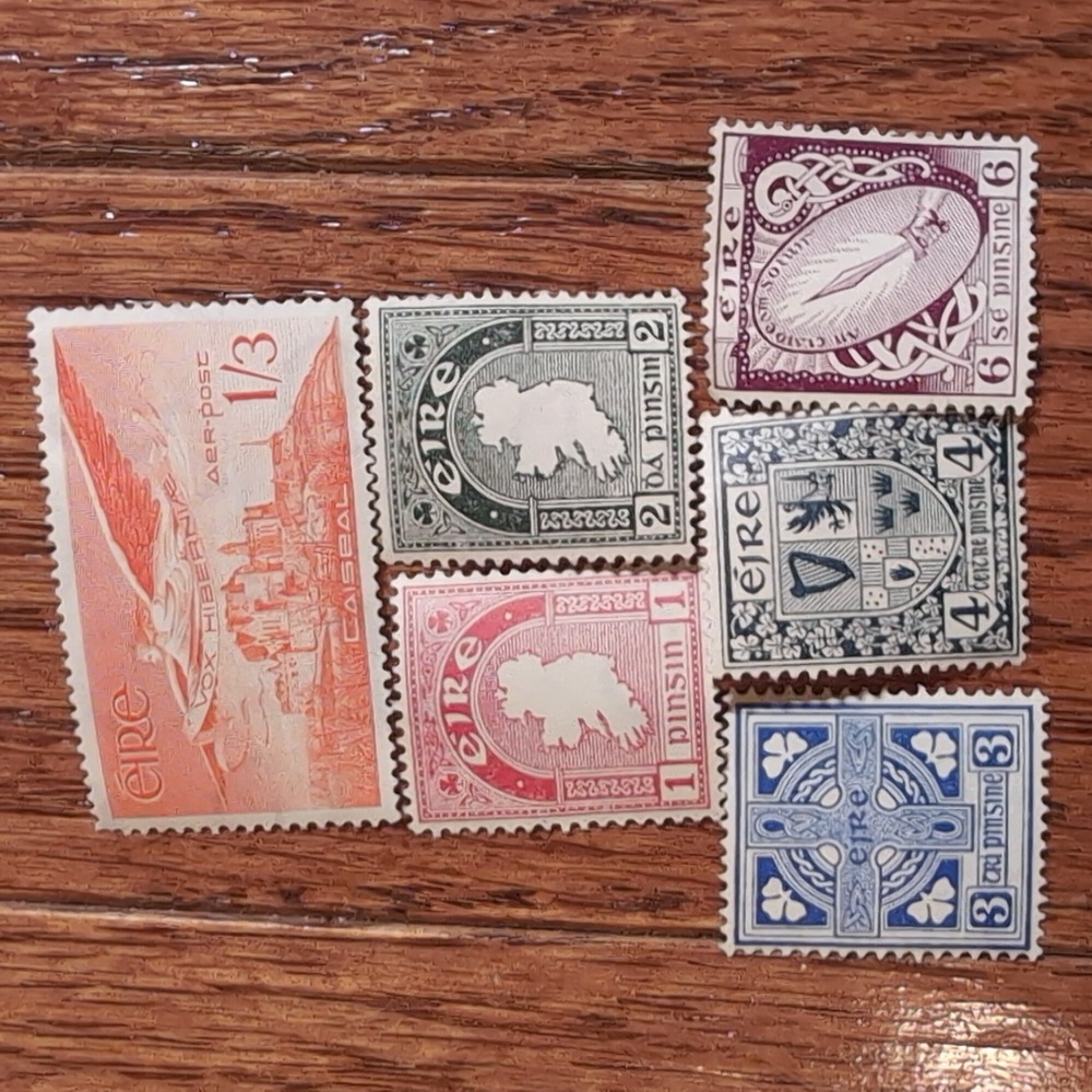 Vintage Irish Postage Stamps Set New 6 Stamps